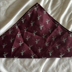 Goodfellow & Co Burgundy and Gray Pocket Square Scarf with Deer Design